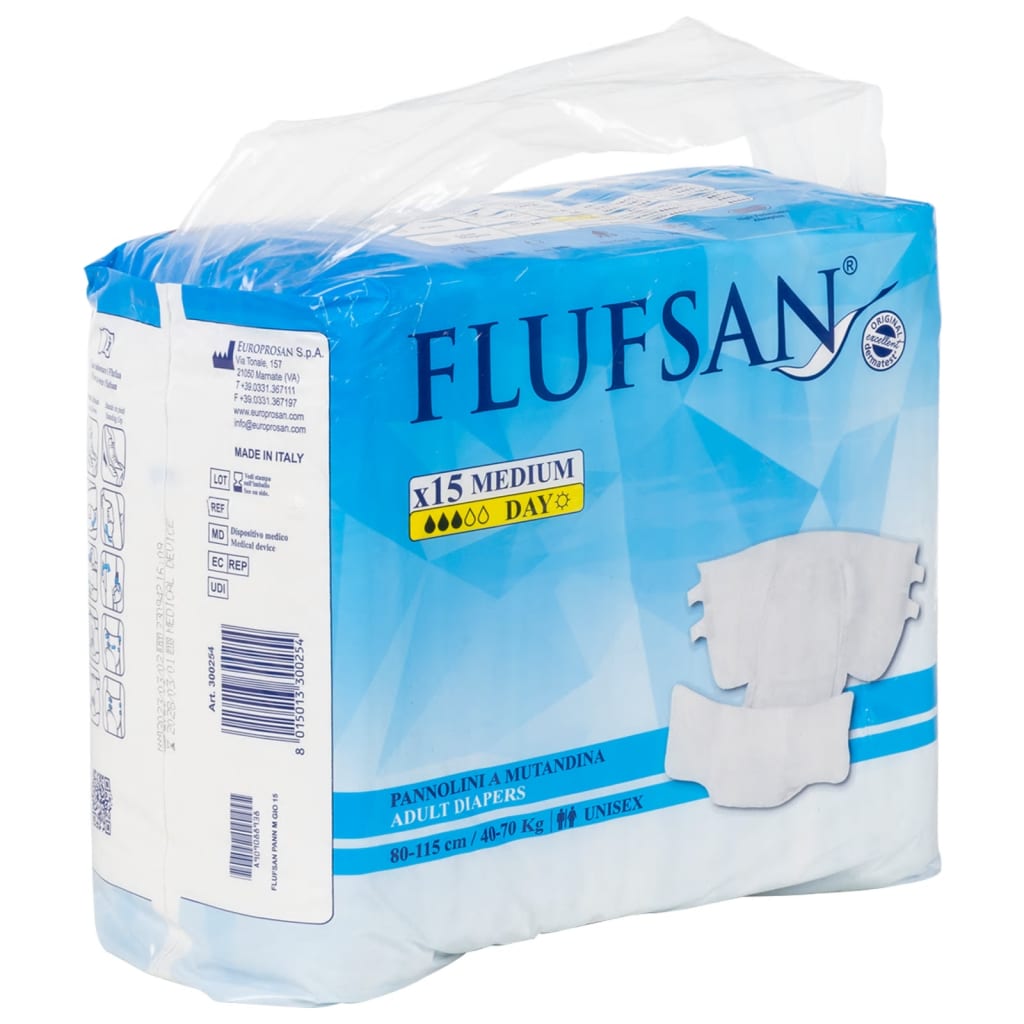 Vidaxl Flufsan Incontinentil Windel 15 PCs Größe M