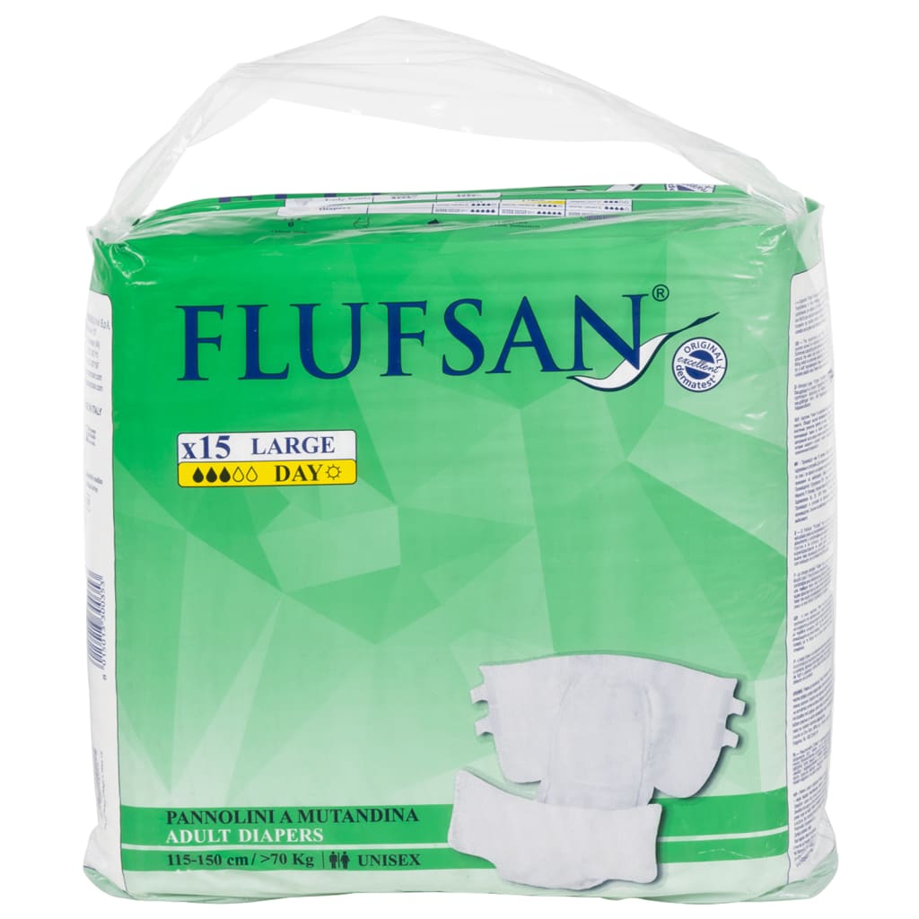 Vidaxl Flufsan Inkontinentilwindel 15 ST Größe L.