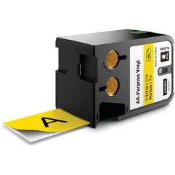 Llabel-Etiketten für Dymo XTL 500, Vinyl, 41 mm x 7 m, Schwarz auf Gelb.