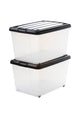 Iris Rollerbox Aufbewahrungsbox – 50l – Kunststoff – transparent schwarz – 2er-Set