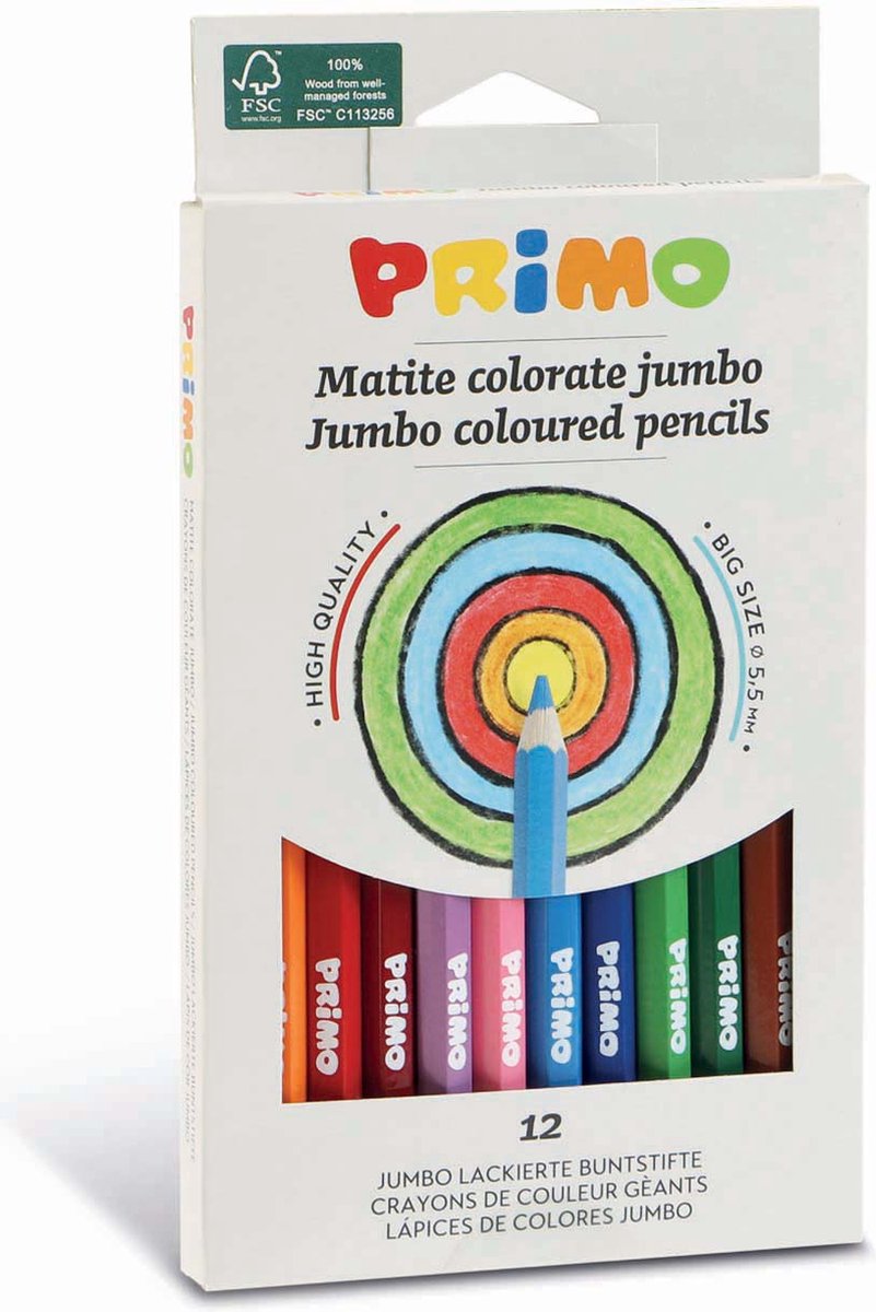 Primo-Box mit 12 Jumbo-Buntstiften
