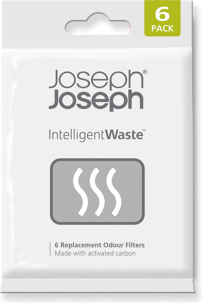 Joseph Joseph Ersatz-Geruchsfilter Intelligent Waste – Aktivkohlefilter für Totem- und Titan-Stack-Abfallsysteme – 6er-Pack