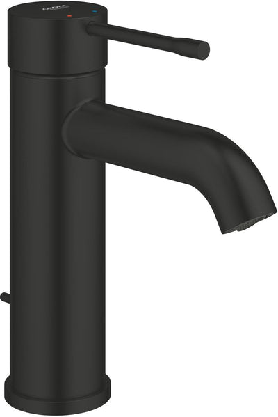 Grohe Essence neue S-Size Waschtischarmatur – Aquaguide – mit Ablaufgarnitur – Ecojoy – Mattschwarz