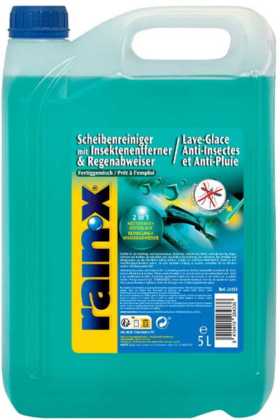 Rain-x Anti-Insekten-Anti-Regen-Scheibenwaschflüssigkeit – optimale Sicht – für Frühling und Sommer – 5 l