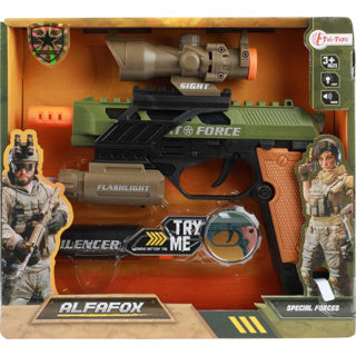 Toi-Toys Alfafox-Waffe militärisch mit Licht, Klang und Taschenlampe