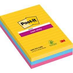 Super Haftnotizen Post-it 101x152 mm gelb blau rosa