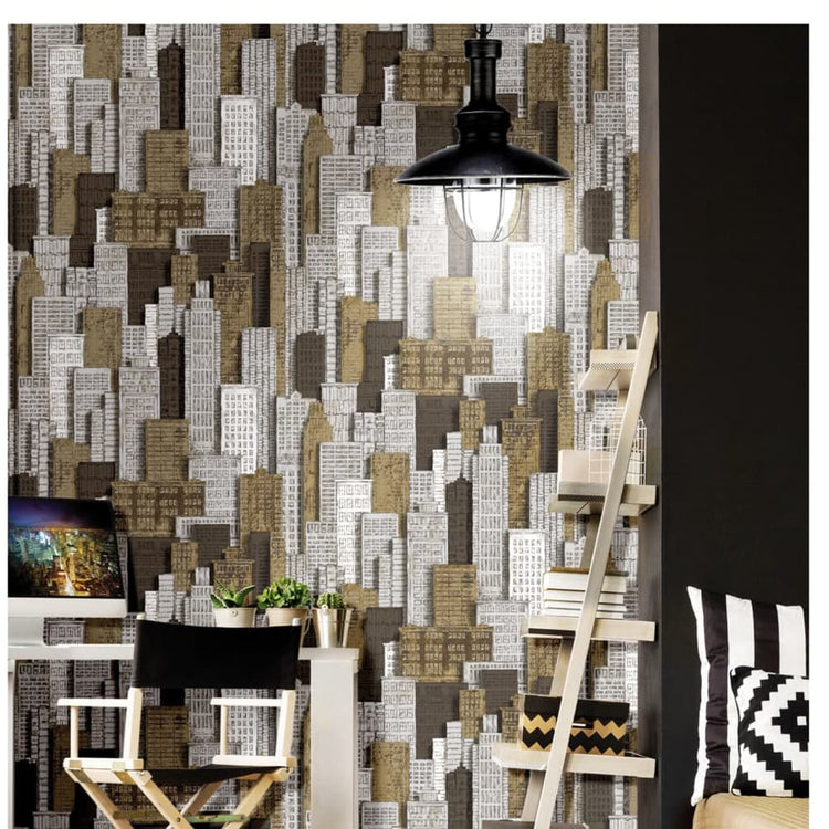 Noordwand Noordwand Tapete Urban Friends Coffee City Apartments Weiß und Gold