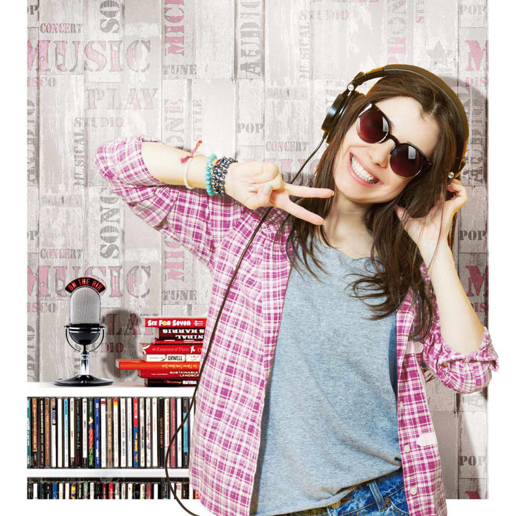 Noordwand noordwand wallpaper Urban Freunde Kaffee Holzbretter Beige en pink
