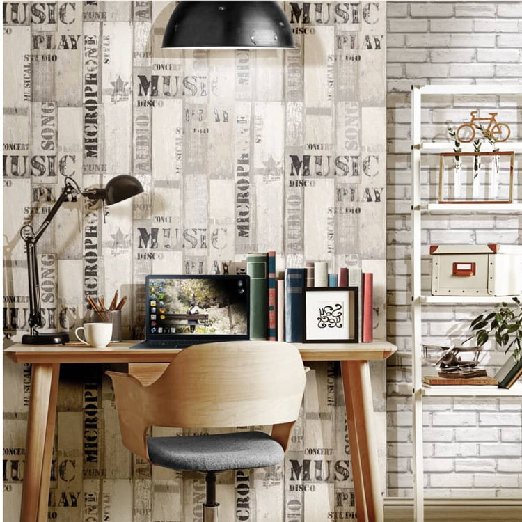 Noordwand Noordwand Tapete Urban Freunde Kaffee Holzbretter grau und schwarz