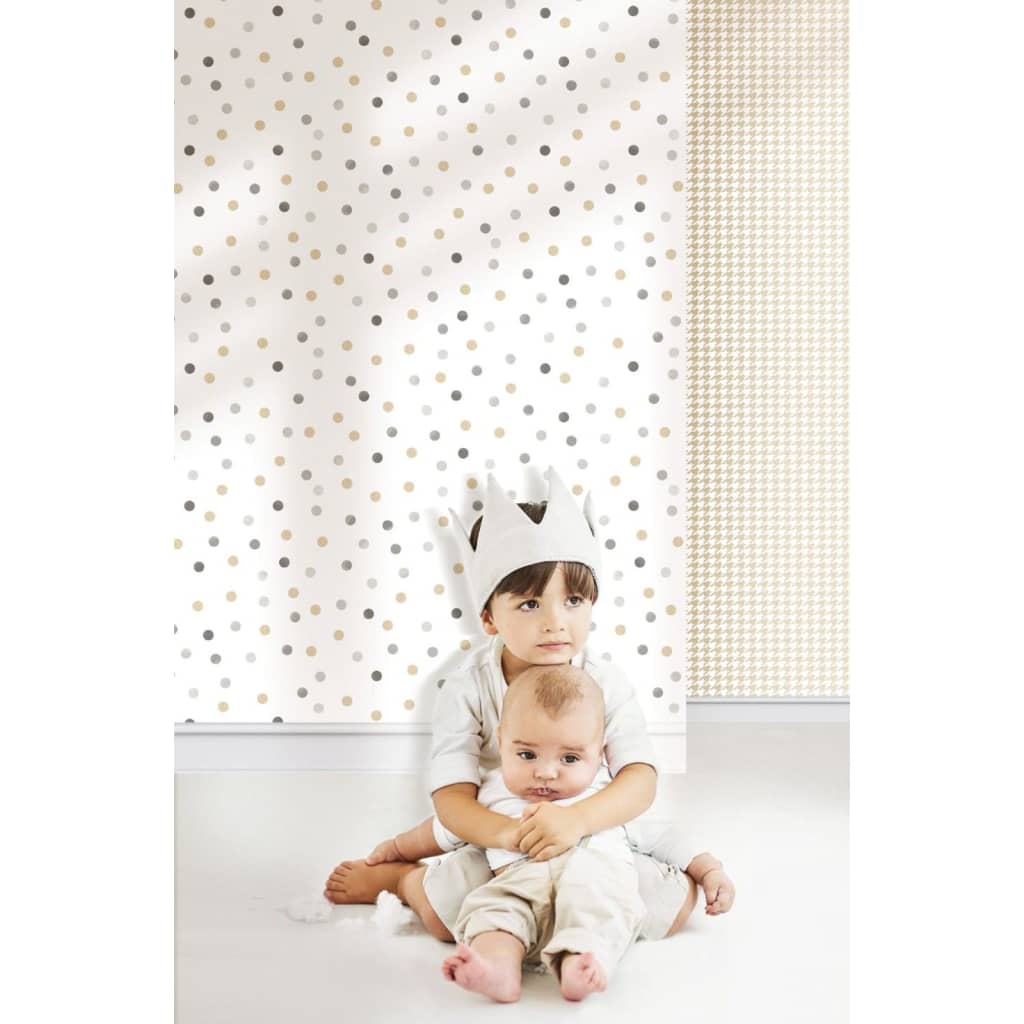 Nordwand Nordwand Tapete Baby Konfetti Punkte weiß grauer Beige