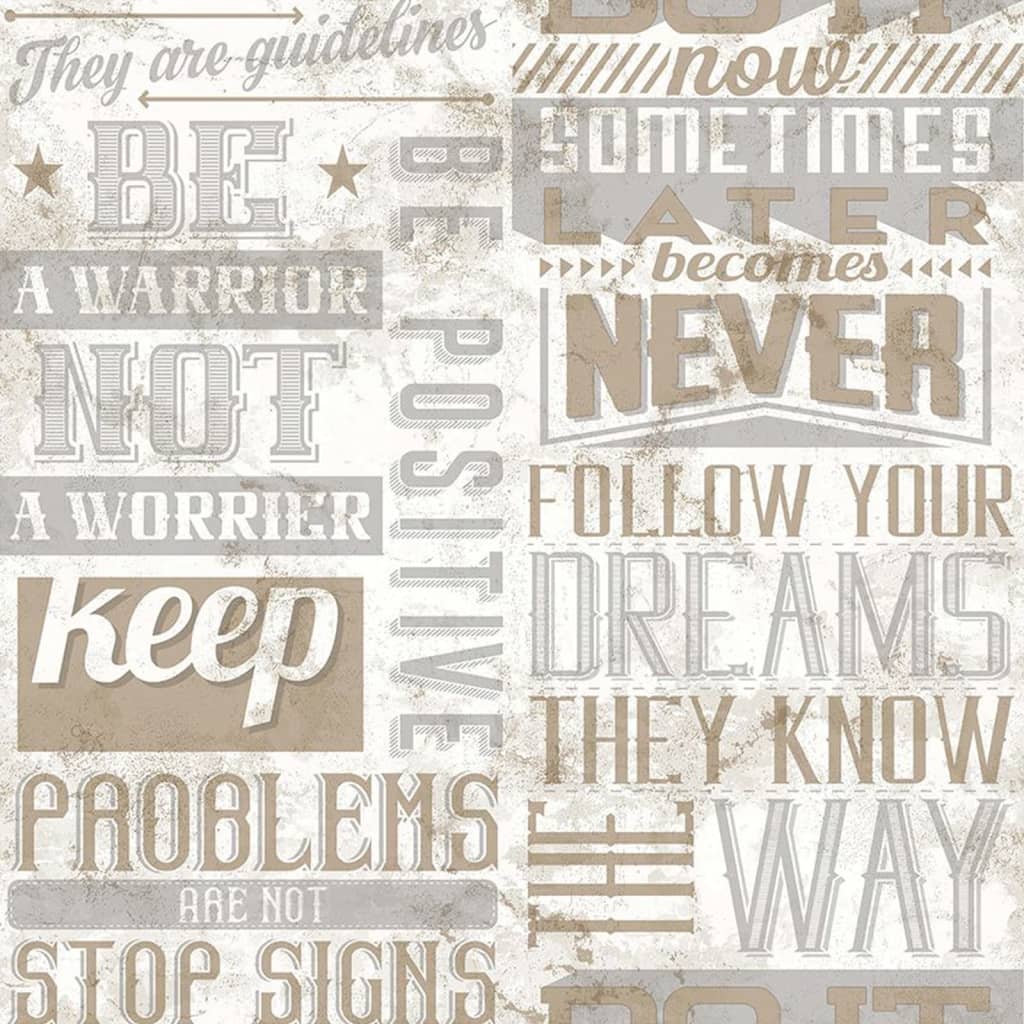 Noordwand noordwand wallpaper Freunde Kaffee und Buchstaben Metallic und Beige