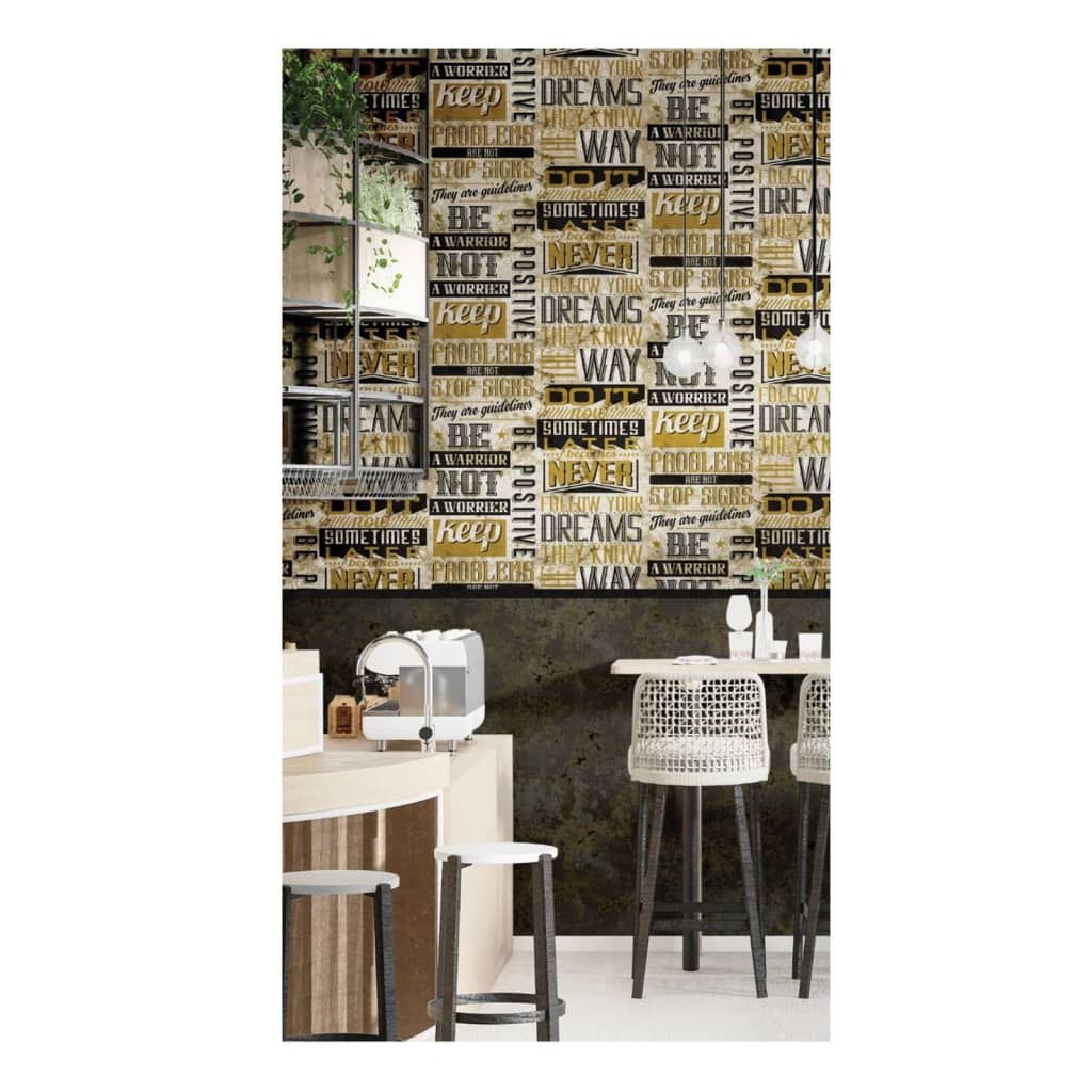 Noordwand noordwand wallpaper Freunde Kaffee und Buchstaben Metallic und Schwarz
