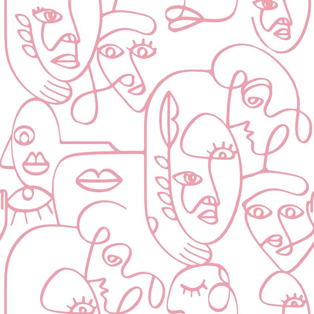 Noordwand noordwand wallpaper Freunde Kaffeelinien Kunstgesichter weiß und rosa