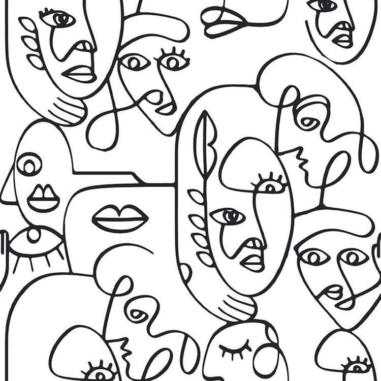 Nordwand Noordwand Tapete Freunde Kaffee Linie Kunstgesichter weiß und schwarz