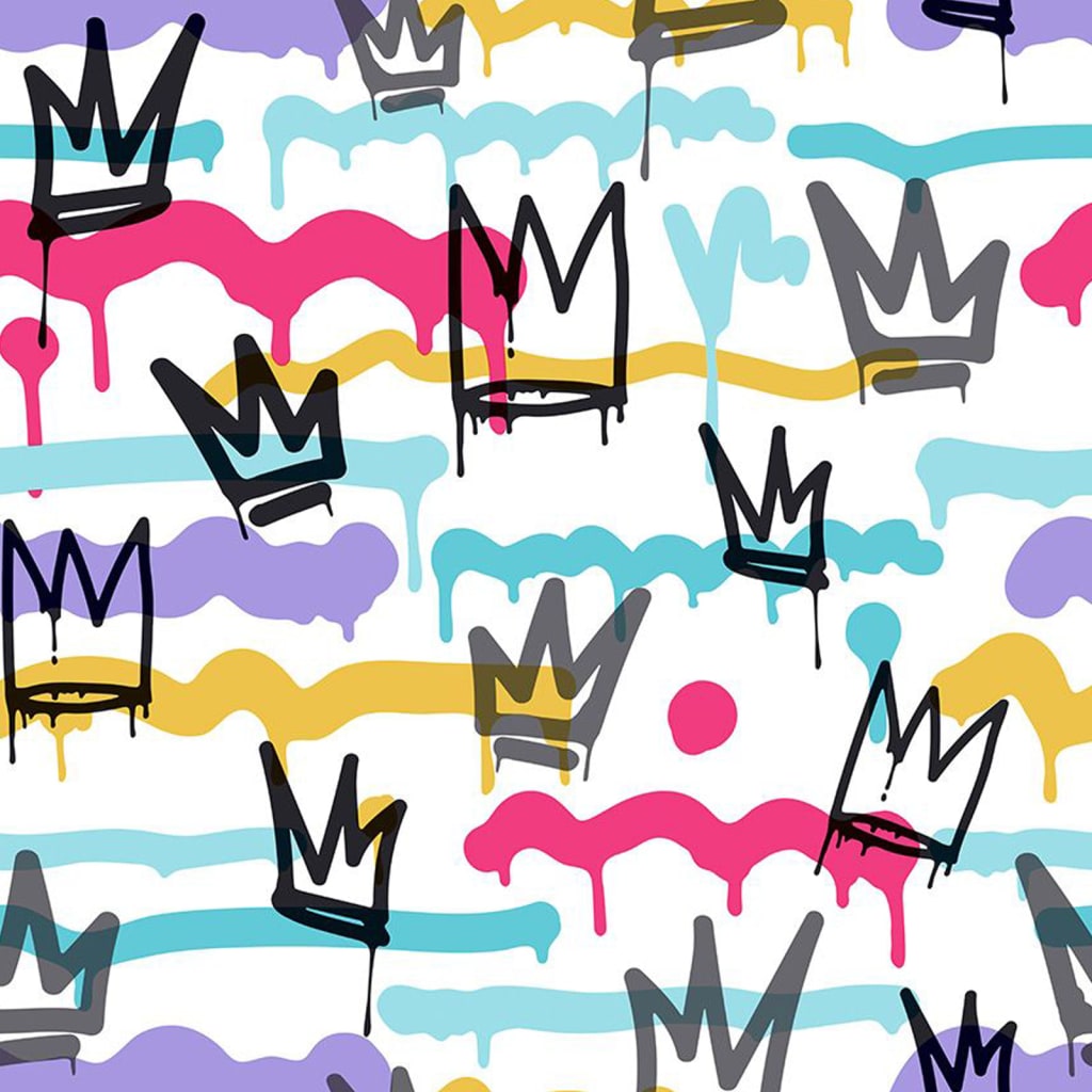 Noordwand noordwand wallpaper Freunde Kaffee Sith Graffität und Kronen weiß schwarz