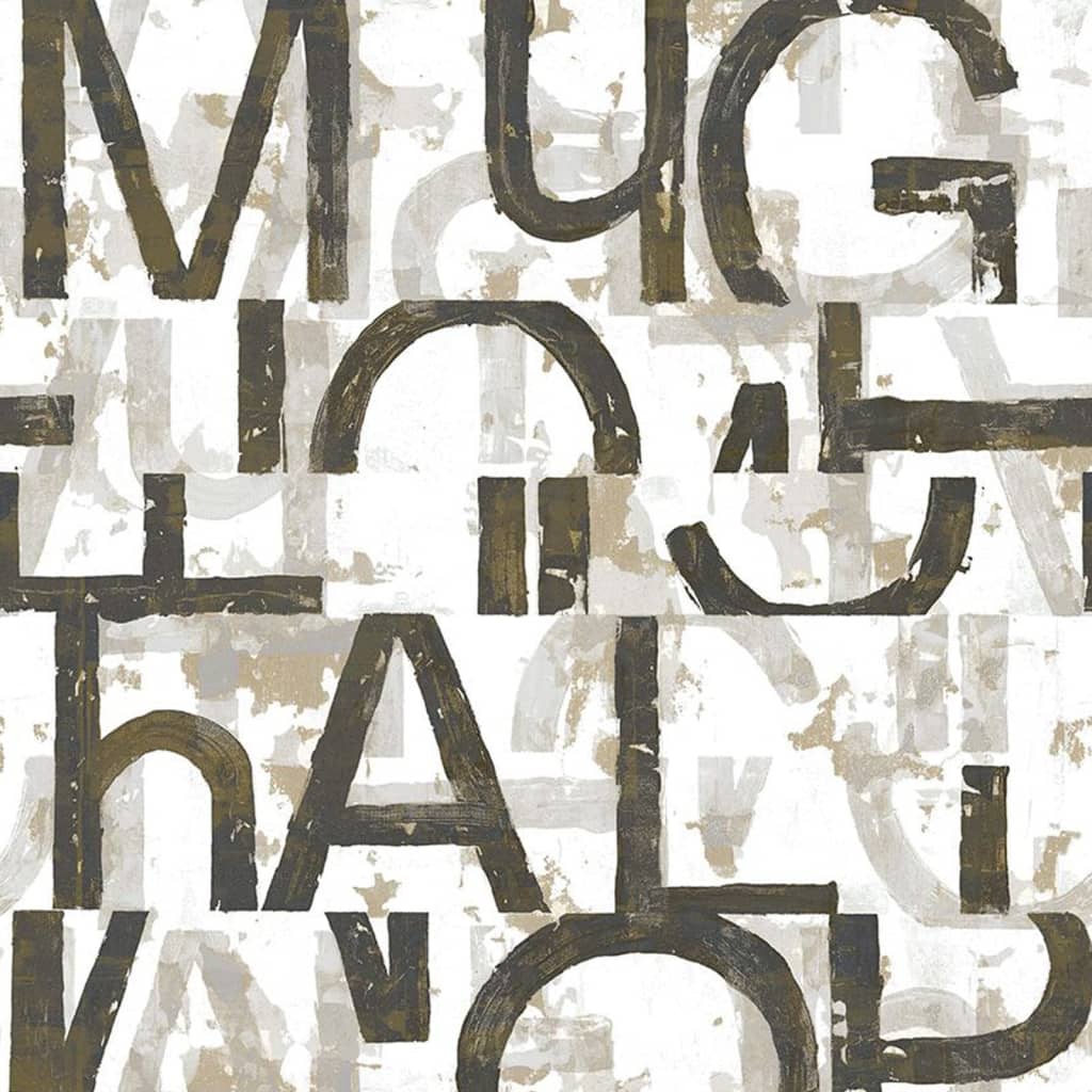Noordwand noordwand wallpaper Freunde Kaffee und Buchstaben schwarz und metallisch