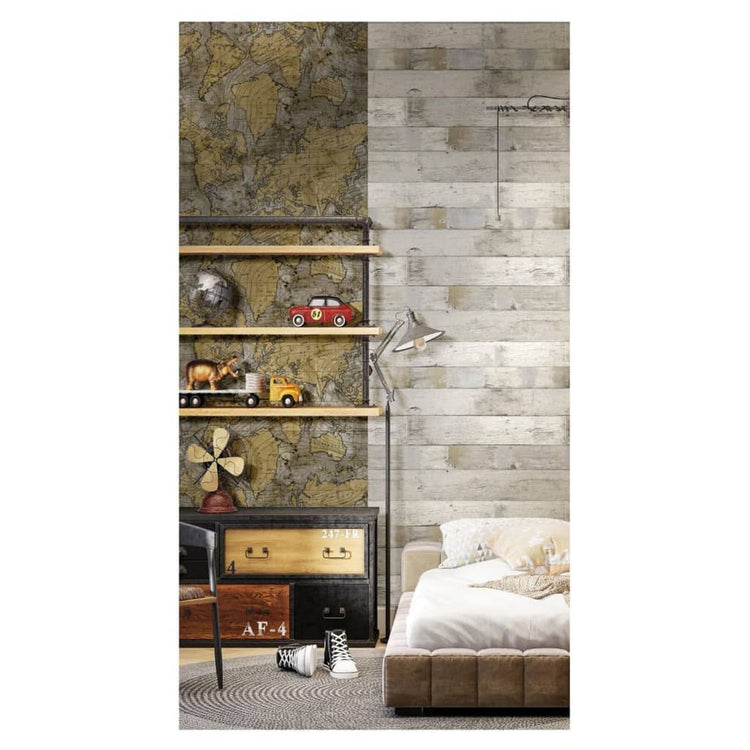 Noordwand noordwand wallpaper Freunde Kaffee die Weltkarte Metallic und Grau