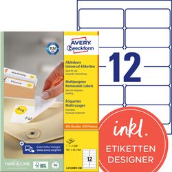 Abnehmbare Etiketten Avery Zweckform L4743Rev-100 Universal Weiß