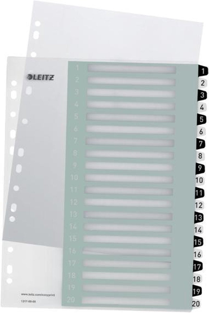 Leitz Wow Tab 1–20 Tabs, wiederverwendbar, A4-Format, Schwarzweiß
