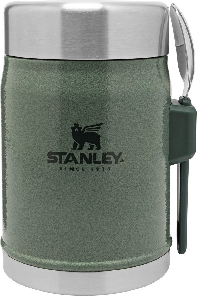 Stanley klassisches, legendäres Lebensmittelglas 0,4 l mit Göffel – Thermos-Lunchbox hält 7 Stunden lang warm oder kalt – doppelwandige Isolierung – auslaufsicherer Lebensmittelbehälter – BPA-frei – Hammerschlaggrün