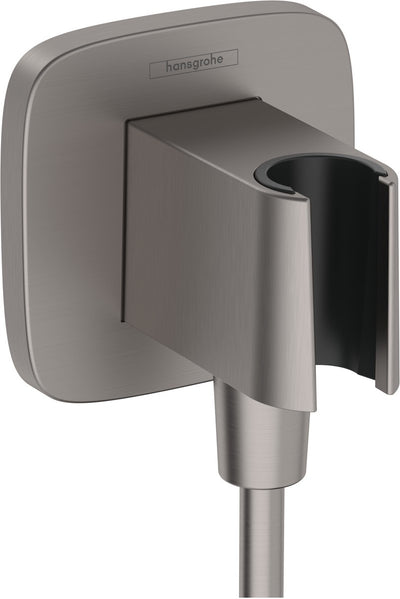 Hansgrohe Fixfit - Wandanschlussbogen mit Handbrausehalter, Schwarzchrom gebürstet 26887340