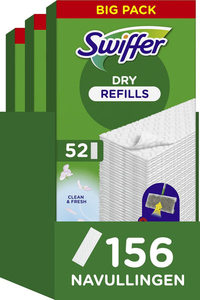 Swiffer Bodenreinigungstücher – Bodenreiniger-Trockentücher – 3 x 52 = 156 Nachfüllungen
