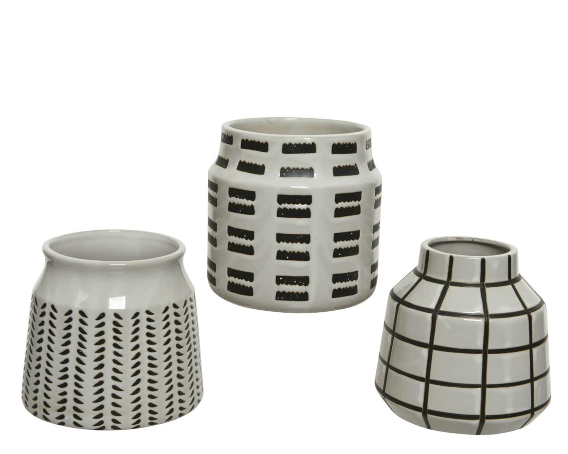 Decoris Vase Porzellan weiß schwarz
