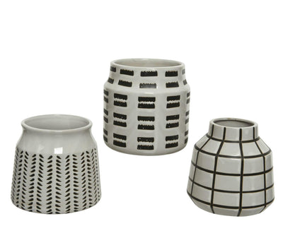 Decoris Vase Porzellan weiß schwarz