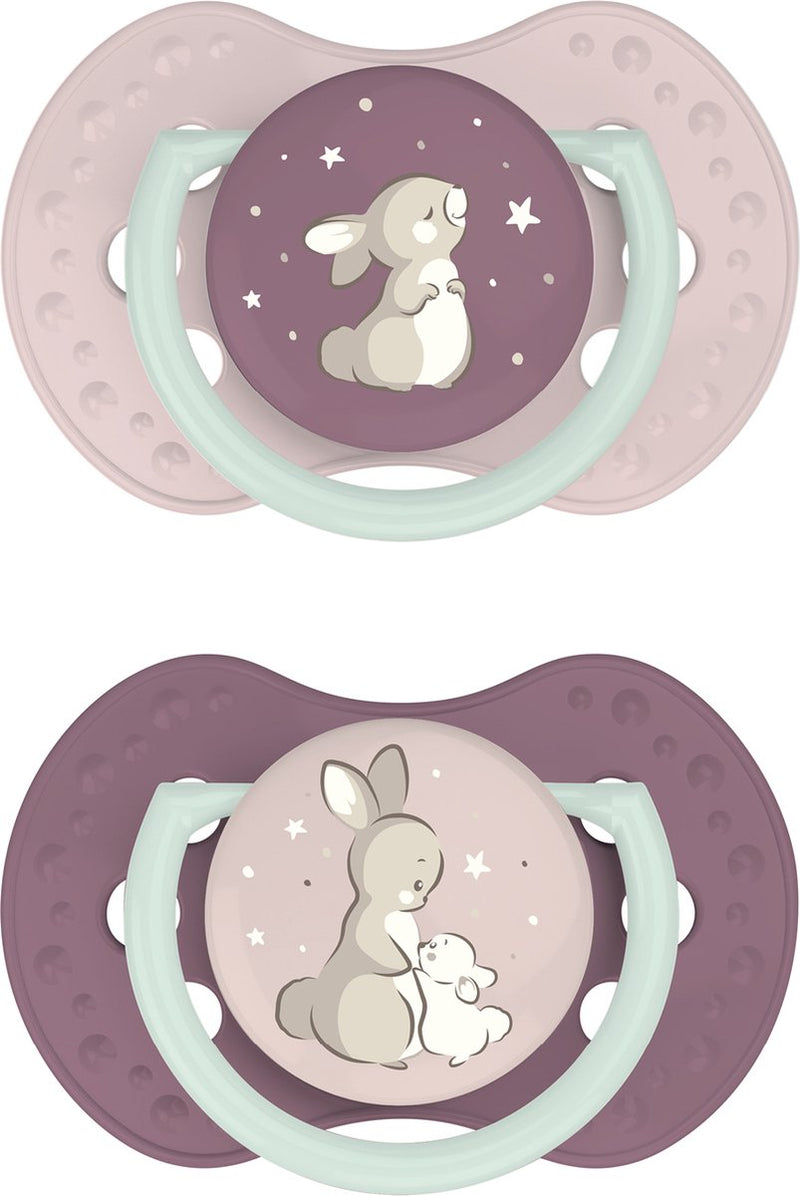 Difrax Lovi Schnuller dynamisch – edel – 0 bis 6 Monate – rosa-beige – 2 Stück