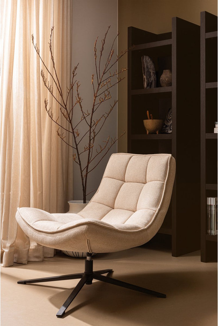 Woood Maudi Drehsessel – Polyester – Natur – 84 x 74 x 86