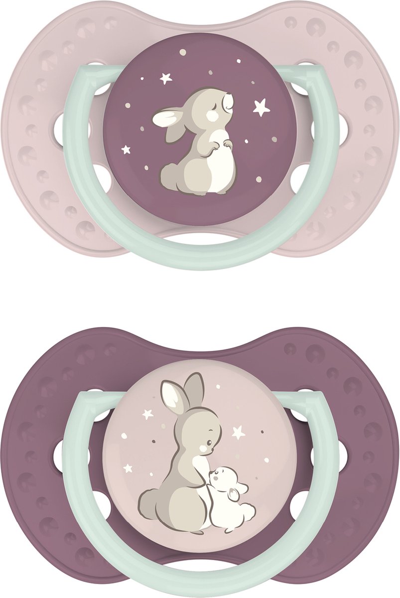 Difrax Lovi Schnuller dynamisch – edel – 6 bis 18 Monate – rosa-beige – 2 Stück