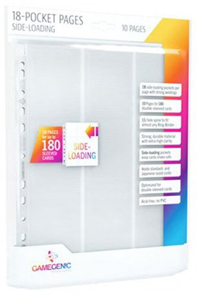 Gamegenic – seitenladbare Seiten mit 18 Taschen, 10er-Packung, weiß