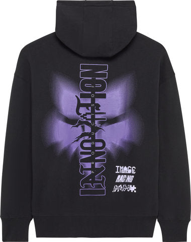Übergroßer Fleece-Kapuzenpullover mit Fuchskopfbild-Phantom