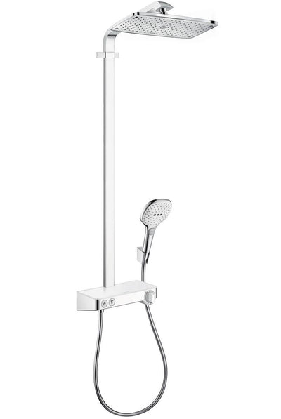 Hansgrohe Raindance e Showerpipe 360 1jet mit Brausetablett Select 300 Weißchrom