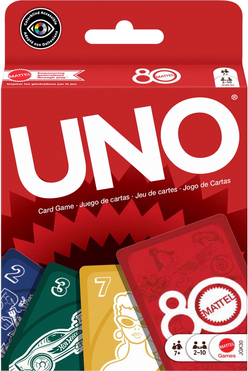 Mattel Games 80. Jubiläum Uno Ruby Red Kartenspiel