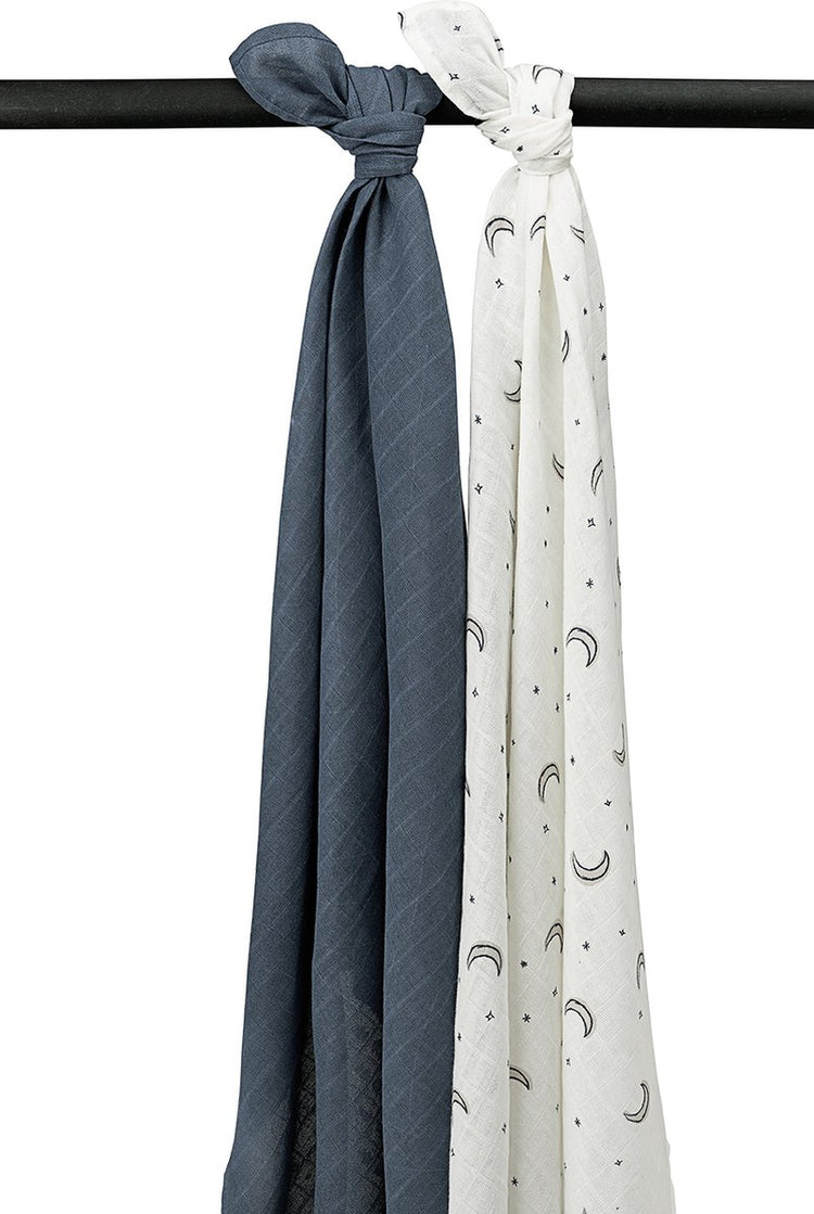 Meyco Baby Moon Pucktuch – 2er-Pack – hydrophil – Indigo – 120 x 120 cm