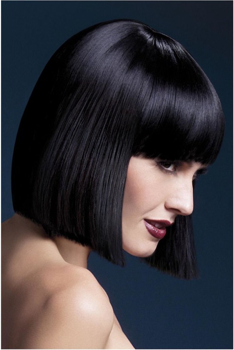 Smiffys luxuriöse schwarze kurze Perücke Lola für Damen
