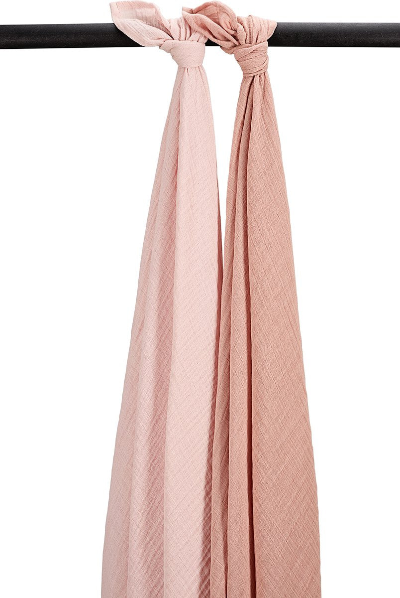 Meyco Baby-Uni-Wickeltuch – 2er-Pack – vorgewaschen, hydrophil – zartrosa rosa – 120 x 120 cm