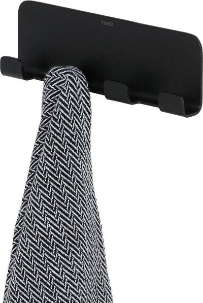 Tiger Colar – Handtuchhaken Multi – ohne Bohren – selbstklebendes 3 m Klebeband – schwarz