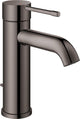 Grohe Essence New Waschtischarmatur – niedriger Auslauf – mit Zugstangen-Ablaufgarnitur – Hartgraphit (Anthrazit glänzend) – 23589a01