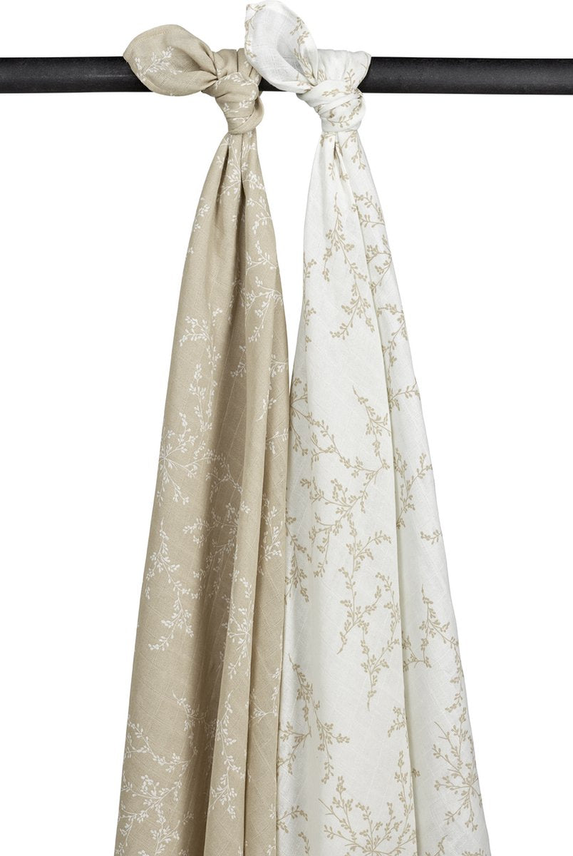 Meyco Baby Branches Pucktuch – 2er-Pack – hydrophil – Sand – 120 x 120 cm