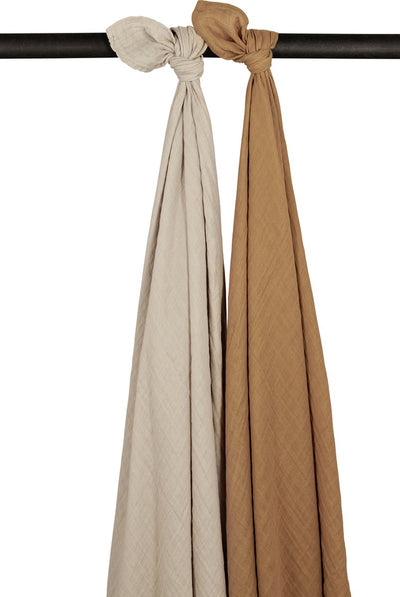 Meyco Baby-Uni-Wickeltuch – 2er-Pack – vorgewaschen, hydrophil – Sand-Toffee – 120 x 120 cm