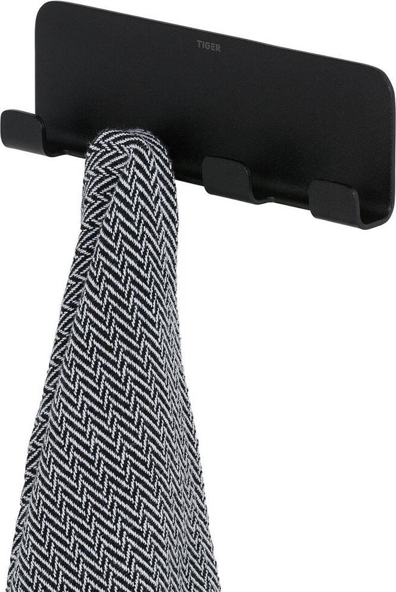 Tiger Colar – Handtuchhaken Multi – ohne Bohren – selbstklebendes 3 m Klebeband – schwarz