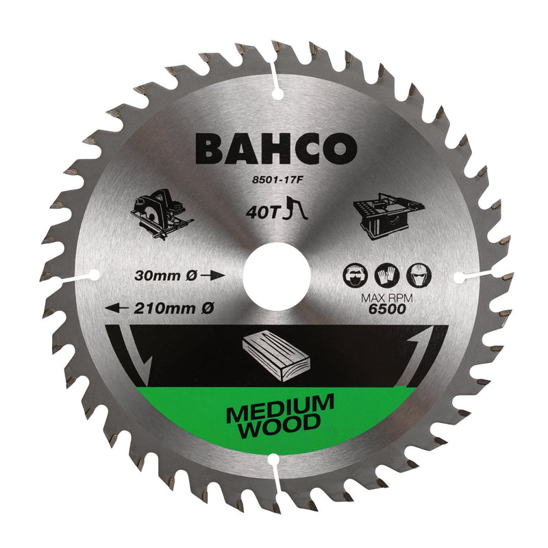 Bahco Kreissägeblatt | Hartmetallzähne | für tragbare Maschinen | feine Zähne | für Holz | 60 tpi | 30 mm x 190 mm – 8501-190-30-60xf