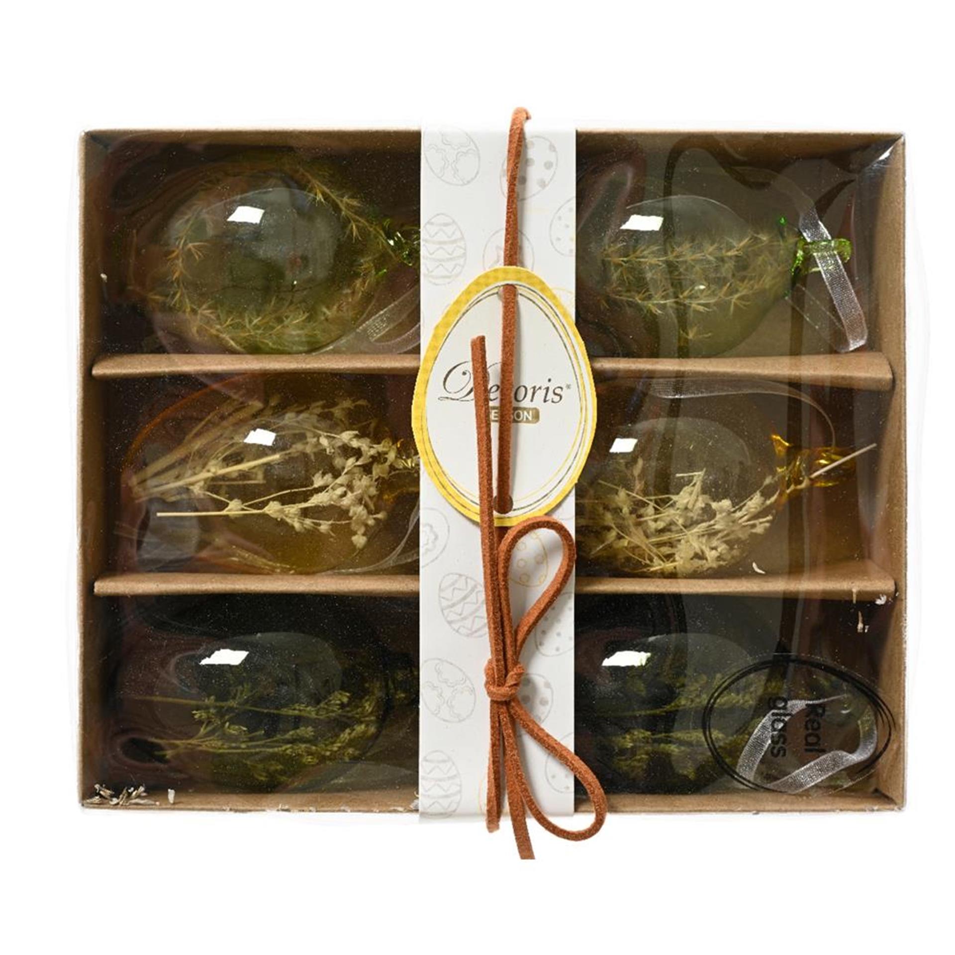Decoris Osterei mit Trockenblumen h6cm 6-teilig