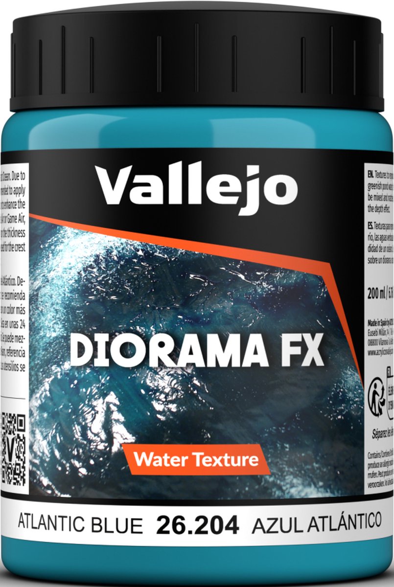 Vallejo Modellbaudekoration – 26204 Wassertexturen 204 – CH-Blau – 200-ml-Effektglas