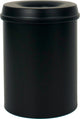 Flammenlöschender Mülleimer Metall Edelstahl 36cm Durchmesser 25,5cm Fassungsvermögen 15l Alu-Schwarz