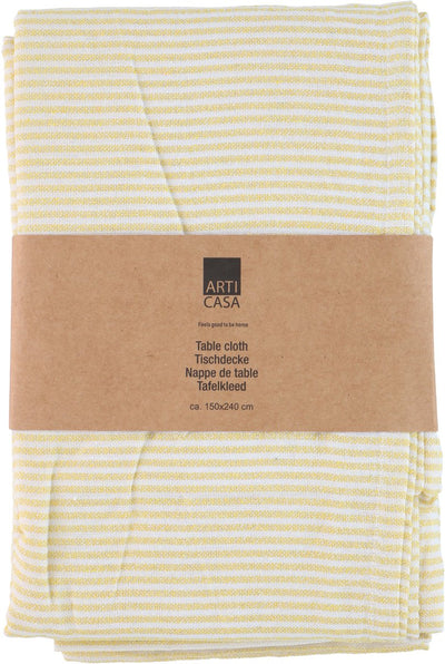 Arti casa Tischdecke 150x240 cm – gelb gestreifte Tischdecke – Tischdecke für Esstisch – große Tischdecke zur Tischdekoration – weiß und gelb