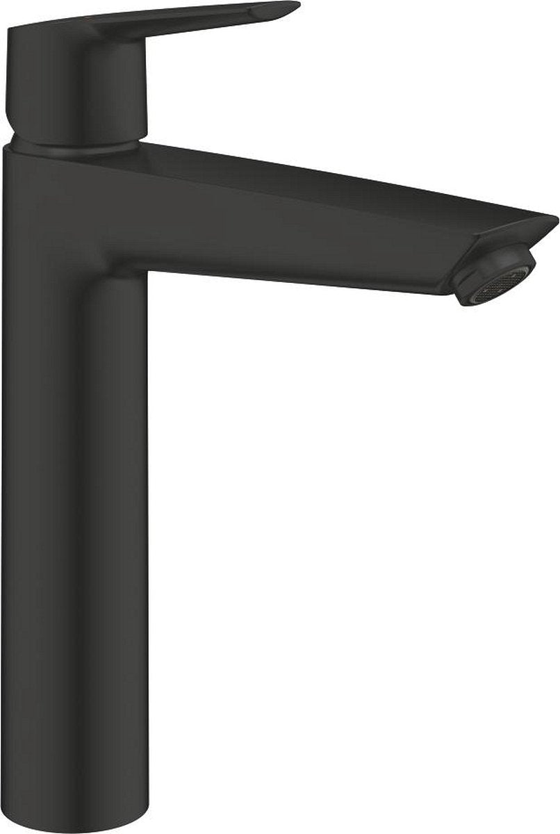 Grohe Quickfix Start Einhebel-Waschtischmischer für freistehende Waschtische mit Push-Open-Ablaufgarnitur, XL-Größe, energie- und wassersparend, mattschwarz. Einfache Installation mit dem Schnellwerkzeug.