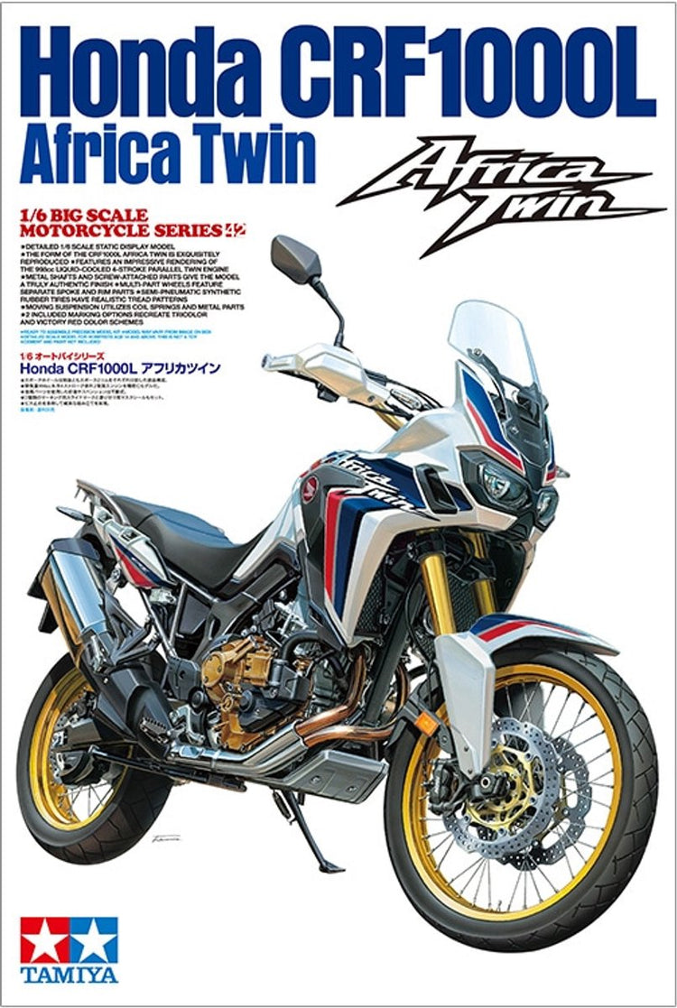 Tamiya Modellbausatzauto – 16042 Honda CRF1000L Africa Twin aus Kunststoff – 1:6 – Modellbau